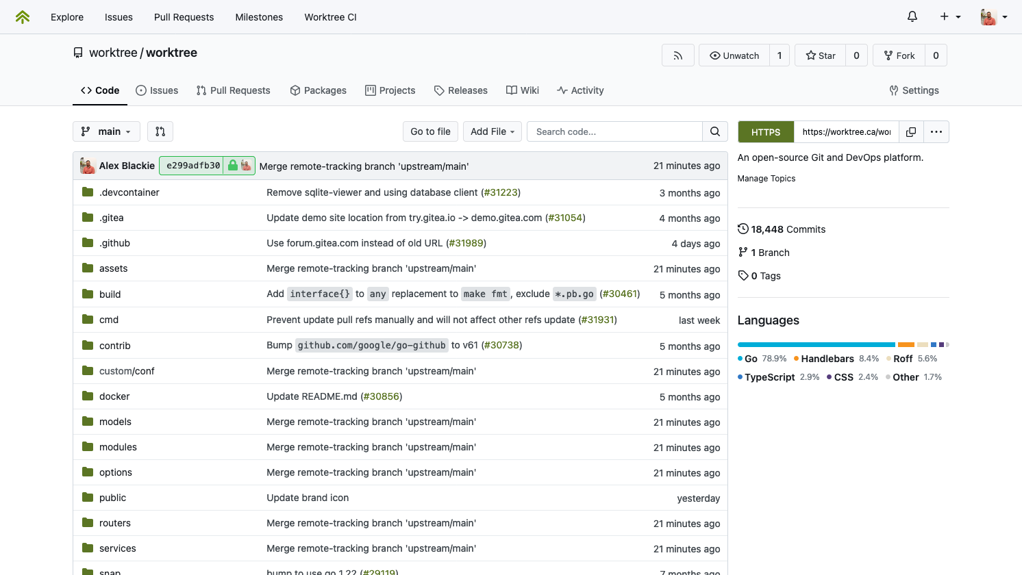 A screenshot of Worktree showing the Worktree repository.